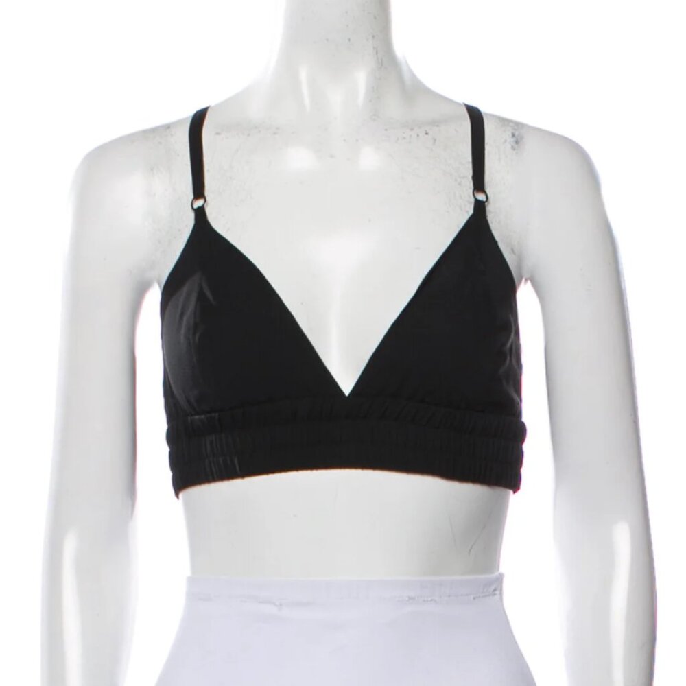 ALC Silk Bralette in Black | V-Neck Crop Top | Size XS US 2